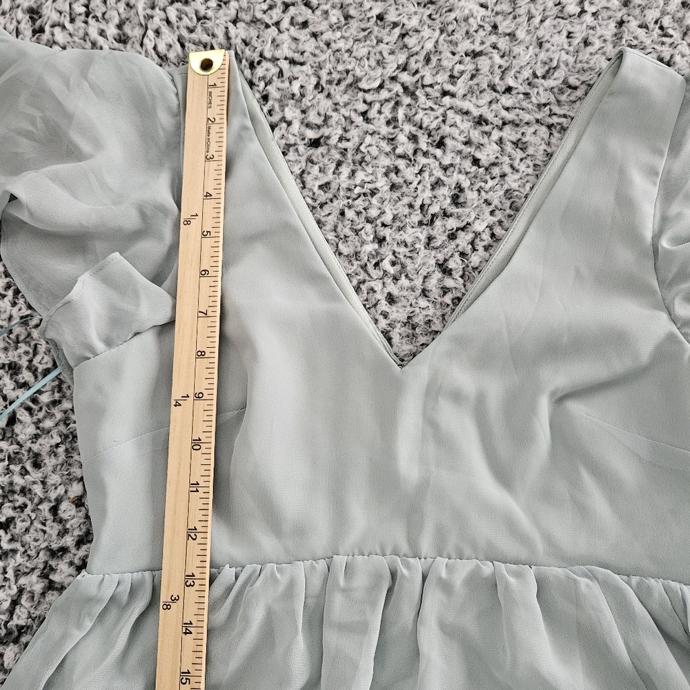 Birdy Grey Hannah Chiffon Maxi Dress Small Sage Flutter Sleeve Flowy Bridesmaid - Picture 11 of 13